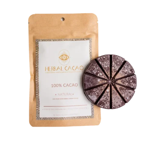 herbes cacao naturel 100 % brut affiché